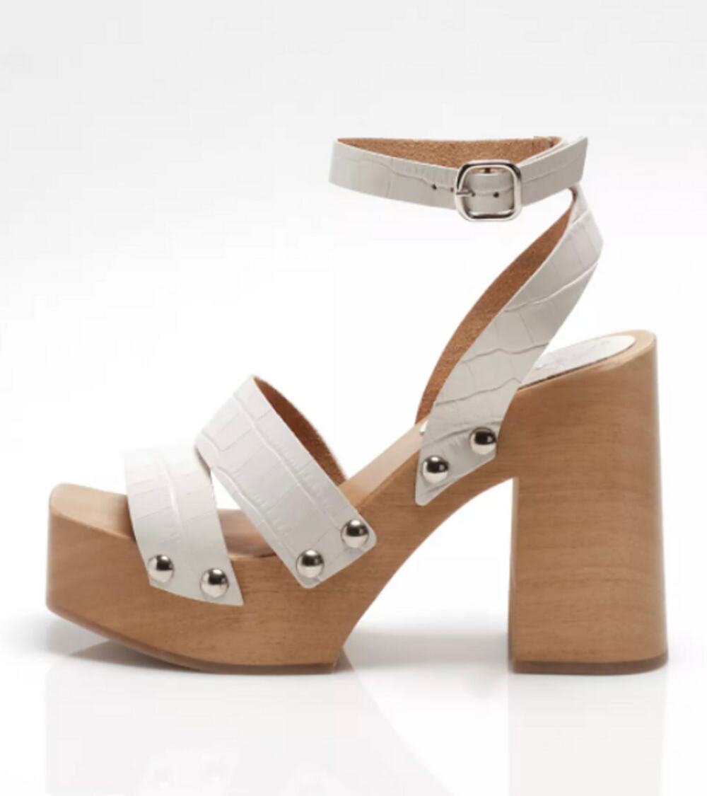 Free People Mallory Clog Ankle Strap Sandal  White Size EU 40/ US 10